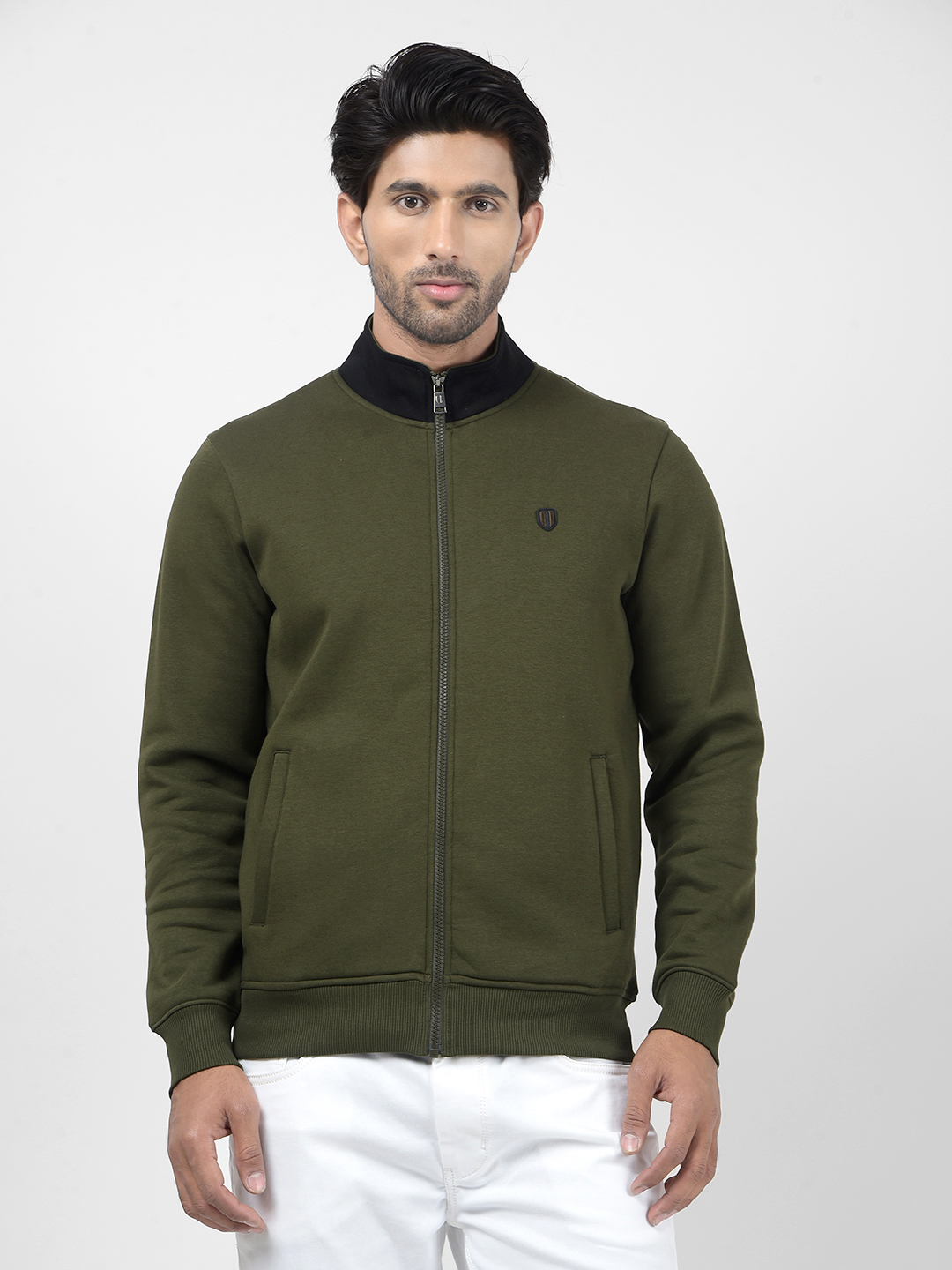 Numero Uno Men Color Block Green Sweat Shirt